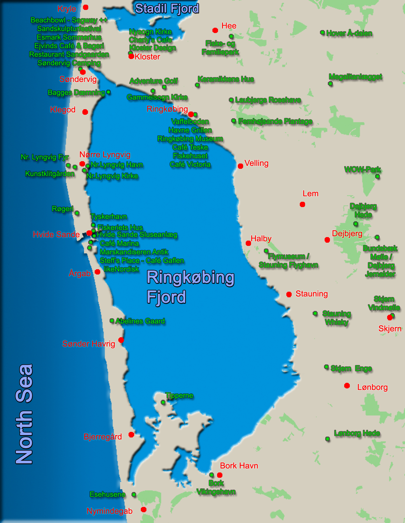 Ringkøbing Fjord Map - Guide / Attractions / Points of Interest
