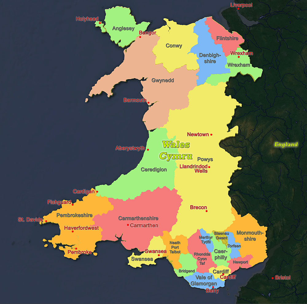 Где находится уэльс. Уэльс карта подробная. Уэльс местоположение на карте. Уэльс Англия на карте. Административное деление Уэльса.
